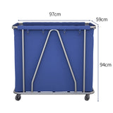 SOGA Stainless Steel Commercial Large Soiled Linen Laundry Trolley Cart with Wheels Blue SOGA057B