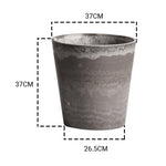 SOGA 37cm Rock Grey Round Resin Tapered Plant Flower Pot in Cement Pattern Planter Cachepot for FPOTE3789