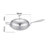 SOGA 2X 18/10 Stainless Steel Fry Pan 36cm Frying Pan Top Grade Skillet with Helper Handle and Lid TRIFPO36X2