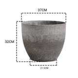 SOGA 2X 32cm Rock Grey Round Resin Plant Flower Pot in Cement Pattern Planter Cachepot for Indoor FPOTA3704X2