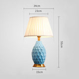 SOGA 2X Textured Ceramic Oval Table Lamp with Gold Metal Base Blue TABLELAMP180BLUEX2