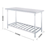 SOGA 120*70*85cm Commercial Catering Kitchen Stainless Steel Prep Work Bench WORKBENCHSS2032120CM