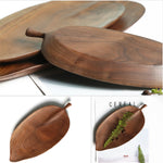 SOGA Set of 2 Walnut Leaf Shape Wooden Tray Food Charcuterie Serving Board Paddle Centerpiece Home WODC212