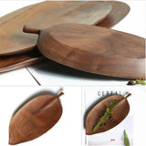 SOGA Set of 2 Walnut Leaf Shape Wooden Tray Food Charcuterie Serving Board Paddle Centerpiece Home WODC212