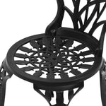 Gardeon 3PC Outdoor Setting Bistro Set Chairs Table Cast Aluminum Patio Furniture Tulip Black GB-CALU-3PC-XG1018-BK