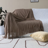 SOGA 2X Coffee Acrylic Knitted Throw Blanket Solid Fringed Warm Cozy Woven Cover Couch Bed Sofa Home BLANKET906X2