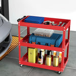 SOGA 2X 3 Tier Tool Storage Cart Portable Service Utility Heavy Duty Mobile Trolley Red TOOLCART604X2