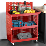 SOGA 2X 3 Tier Tool Storage Cart Portable Service Utility Heavy Duty Mobile Trolley with Porous Side TOOLCART607X2