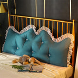 SOGA 150cm Blue-Green Princess Bed Pillow Headboard Backrest Bedside Tatami Sofa Cushion with Ruffle PILLOWSLK150BLUE