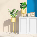 SOGA 2X 75cm Gold Metal Plant Stand with Flower Pot Holder Corner Shelving Rack Indoor Display FPOTH75GLDX2