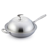 SOGA 2X 18/10 Stainless Steel Fry Pan 34cm Frying Pan Top Grade Skillet with Helper Handle and Lid TRIFPO34X2