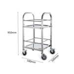 SOGA 2X 2 Tier 500x500x950 Stainless Steel Square Tube Drink Wine Food Utility Cart FOODCART1215X2