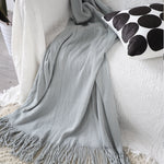 SOGA Grey Acrylic Knitted Throw Blanket Solid Fringed Warm Cozy Woven Cover Couch Bed Sofa Home BLANKET907