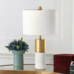 SOGA 2X 60cm White Marble Bedside Modern Desk Table Lamp Living Room Shade with Cylinder Base TABLELAMPH60X2