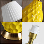 SOGA 4X Textured Ceramic Oval Table Lamp with Gold Metal Base Yellow TABLELAMP180YELLOWX4