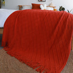 SOGA Red Diamond Pattern Knitted Throw Blanket Warm Cozy Woven Cover Couch Bed Sofa Home Decor with BLANKET905