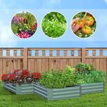 SOGA 2X 120X90cm Rectangle Galvanised Raised Garden Bed Vegetable Herb Flower Outdoor Planter Box METALBGRE514X2