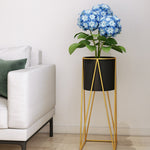 SOGA 4X 70cm Gold Metal Plant Stand with Black Flower Pot Holder Corner Shelving Rack Indoor Display FPOTH72BLKX4