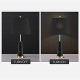 SOGA 68cm Black Marble Bedside Desk Table Lamp Living Room Shade with Cone Shape Base TABLELAMPG68