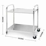 SOGA 2 Tier 95x50x95cm Stainless Steel Kitchen Dining Food Cart Trolley Utility Large FOODCART1004