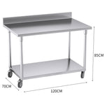 SOGA 120cm Commercial Catering Kitchen Stainless Steel Prep Work Bench Table with Backsplash and WORKBENCHSS8003120CM