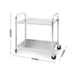 SOGA 2X 2 Tier 95x50x95cm Stainless Steel Kitchen Dining Food Cart Trolley Utility Large FOODCART1004X2