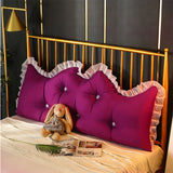 SOGA 120cm Burgundy Princess Bed Pillow Headboard Backrest Bedside Tatami Sofa Cushion with Ruffle PILLOWSLK120BURGUNDY