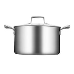 SOGA 2X 20cm Stainless Steel Soup Pot Stock Cooking Stockpot Heavy Duty Thick Bottom with Glass Lid CASSEROLETRISPE20X2