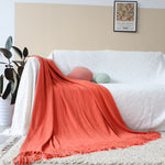 SOGA 2X Orange Acrylic Knitted Throw Blanket Solid Fringed Warm Cozy Woven Cover Couch Bed Sofa Home BLANKET911X2