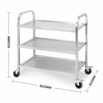 SOGA 3 Tier 85x45x90cm Stainless Steel Kitchen Dinning Food Cart Trolley Utility Size Medium FOODCART1002