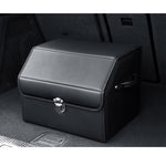 SOGA Leather Car Boot Collapsible Foldable Trunk Cargo Organizer Portable Storage Box With Lock STORAGEBLKV20SML