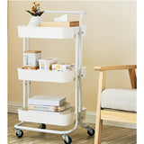 SOGA 2X 3 Tier Steel White Movable Kitchen Cart Multi-Functional Shelves Portable Storage Organizer KITCHENXY005X2