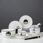 SOGA White Antler Printed Ceramic Dinnerware Crockery Soup Bowl Plate Server Kitchen Home Decor BOWLG772