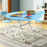 SOGA Blue Dining Table Portable Round Surface Space Saving Folding Desk Home Decor TABLERD724