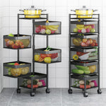 SOGA 2X 5 Tier Steel Square Rotating Kitchen Cart Multi-Functional Shelves Portable Storage KITCHENXY021X2