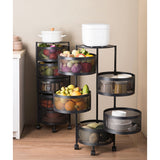 SOGA 2X 5 Tier Steel Round Rotating Kitchen Cart Multi-Functional Shelves Portable Storage Organizer KITCHENXY017X2