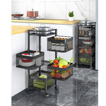 SOGA 2X 4 Tier Steel Square Rotating Kitchen Cart Multi-Functional Shelves Portable Storage KITCHENXY020X2