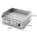 SOGA 2X Electric Stainless Steel Ribbed Griddle Commercial Grill BBQ Hot Plate GRIDDLE818-10GX2