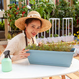 SOGA 49.5cm Blue Rectangular Planter Vegetable Herb Flower Outdoor Plastic Box with Holder Balcony PLANTBOX4W