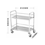 SOGA 2X 2 Tier 85x45x90cm Stainless Steel Drink Wine Food Utility Cart Medium FOODCART1205X2