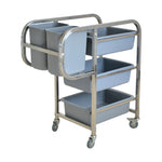 SOGA 2X 3 Tier Food Trolley Food Waste Cart Five Buckets Kitchen Food Utility 82x43x92cm Square FOODCART1213X2