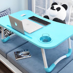 SOGA Blue Portable Bed Table Adjustable Foldable Bed Sofa Study Table Laptop Mini Desk with Notebook BEDTABLEH303