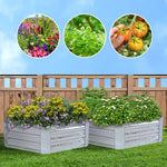 SOGA 60cm Hexagon Shape Galvanised Raised Garden Bed Vegetable Herb Flower Outdoor Planter Box METALBSIL519