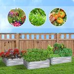 SOGA 2X 120cm Rectangle Galvanised Raised Garden Bed Vegetable Herb Flower Outdoor Planter Box METALBSIL518X2