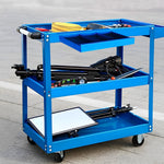 SOGA 2X 3 Tier Tool Storage Cart Portable Service Utility Heavy Duty Mobile Trolley Blue TOOLCART601X2