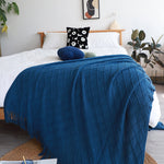 SOGA 2X Royal Blue Diamond Pattern Knitted Throw Blanket Warm Cozy Woven Cover Couch Bed Sofa Home BLANKET902X2