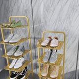 SOGA 5 Tier Gold Plated Metal Shoe Organizer Space Saving Portable Footwear Storage Shelf FPOTXJ12