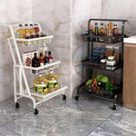 SOGA 2X 3 Tier Steel Black Adjustable Kitchen Cart Multi-Functional Shelves Portable Storage KITCHENXY032X2