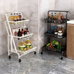 SOGA 3 Tier Steel Black Adjustable Kitchen Cart Multi-Functional Shelves Portable Storage Organizer KITCHENXY032