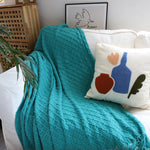 SOGA Teal Diamond Pattern Knitted Throw Blanket Warm Cozy Woven Cover Couch Bed Sofa Home Decor with BLANKET923